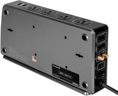 AudioQuest - PowerQuest 8-Outlet/4-USB Surge Protector - Negro/Plata