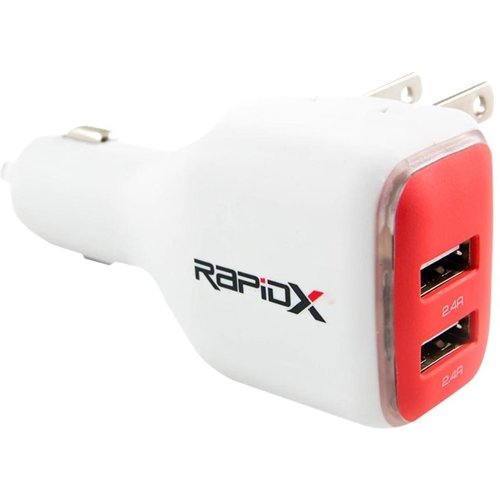 RapidX - DualX Vehicle/Wall USB Charger - Red