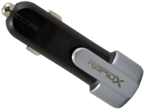 RapidX Xscape Dual USB Car Charger with Safety Hammer and Seatbelt - Black and Grey WORLDWIDE DELIVERY