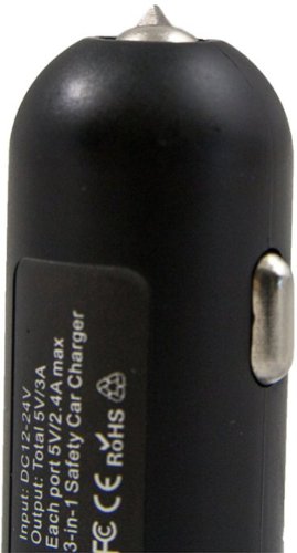 RapidX Xscape Dual USB Car Charger with Safety Hammer and Seatbelt - Black and Grey WHERE TO BUY