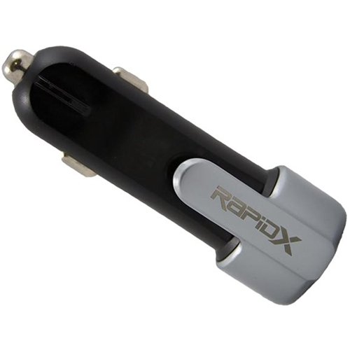 RapidX Xscape Dual USB Car Charger with Safety Hammer and Seatbelt - Black and Grey BUY IN EUROPE