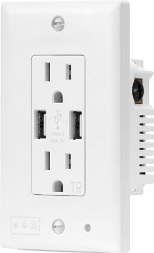 Insignia™ - Nightlight 2-Outlet/2-USB Charging Wall Outlet - White