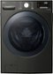 LG - 4.5 Cu. Ft. High-Efficiency Stackable Smart Front Load Washer with Steam and TurboWash 360 Technology - Black Steel-Front_Standard 