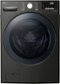 LG - 4.5 Cu. Ft. High-Efficiency Stackable Smart Front Load Washer with Steam and TurboWash 360 Technology - Black Steel-Front_Standard