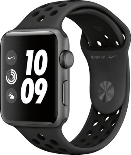 GS Cert Refurb Apple Watch Nike+ Series 3 (GPS) 42mm Space Gray Aluminum Case w Nike Sport Band - Space Gray - (2017) - Space Gray - (2017)-Left_Standard 