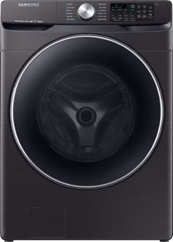 Samsung - 4.5 Cu. Ft. High Efficiency Stackable Smart Front Load Washer with Steam and Super Speed - Black stainless steel