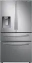 Front. Samsung - 28  Cu. Ft. 4-Door French Door Smart Refrigerator with FlexZone Drawer - Stainless Steel.