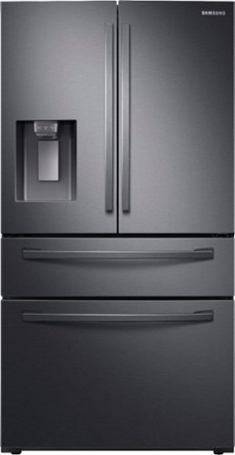 Samsung - 28  cu. ft. 4-Door French Door Smart Refrigerator with FlexZone Drawer - Black Stainless Steel