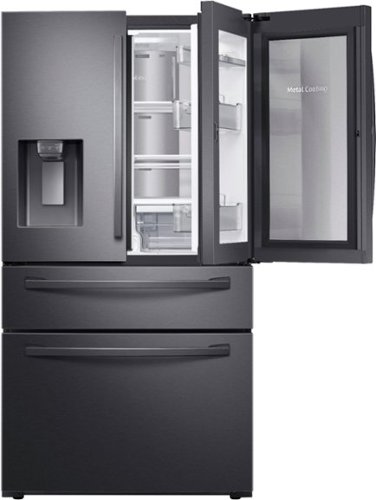 Samsung - 22.4 cu. ft. 4-Door French Door Counter Depth Refrigerator with Food Showcase - Black stainless steel