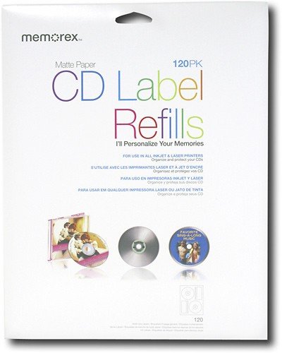  Memorex - 120-Pack Matte CD/DVD Refill Labels - White