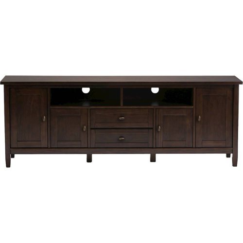 Simpli Home - Warm Shaker SOLID WOOD 72 inch Wide Transitional TV Media Stand in Tobacco Brown For TVs up to 80 inches - Tobacco Brown