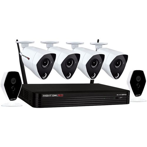  Night Owl - 6-Channel, 6-Camera Indoor/Outdoor Wireless/Wired 1TB DVR Surveillance System - Black/White