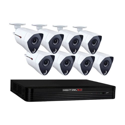 Night Owl - 8-Channel, 8-Camera Indoor/Outdoor Wired 4K 2TB DVR Surveillance System - Black/White-Front_Standard 