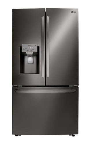LG - 23.5 Cu. Ft. French Door Counter-Depth Refrigerator - Black Stainless Steel-Front_Standard 
