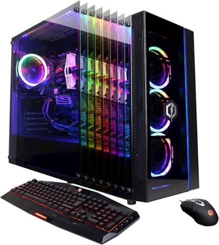 CyberPowerPC - Gaming Desktop - Intel Core i7-9700K - 16GB Memory - AMD Radeon RX 590 - 2TB HDD + 240GB SSD - Black-Front_Standard 