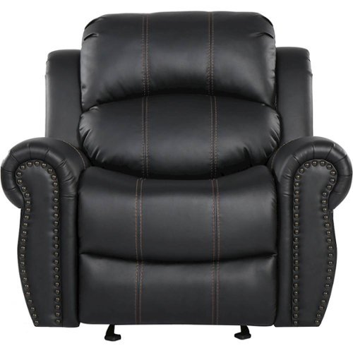 Noble House - Gilbert Faux Leather Gliding Recliner - Black-Front_Standard 