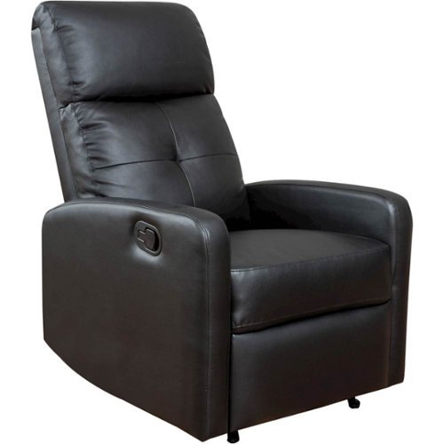 Noble House - Savannah Faux Leather Recliner - Black-Angle_Standard 