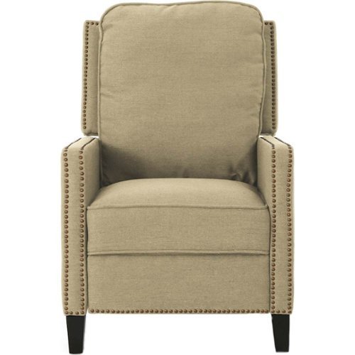 Noble House - Elko Fabric Recliner - Dark Beige-Front_Standard 