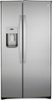 GE - 25.1 Cu. Ft. Side-By-Side Refrigerator with External Ice & Water Dispenser - Stainless Steel-Front_Standard 