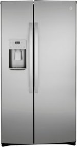 GE - 21.8 Cu. Ft. Counter-Depth Fingerprint Resistant Side-By-Side Refrigerator - Stainless steel - Front_Standard