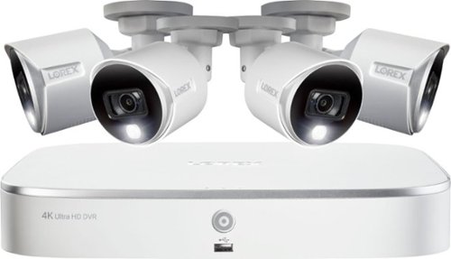  Lorex - 8-Channel, 4-Camera Indoor/Outdoor Wired 4K UHD 2TB DVR Surveillance System - White