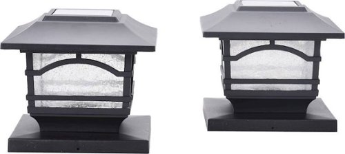 MAXSA Innovations - Mission-Style Solar Post Cap and Deck Railing Light (Set of 2) - Black