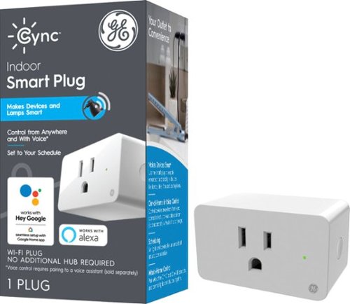 GE - Cync Smart On/Off Indoor Plug, Works with Alexa and Google Assistant, WiFi Enabled, No Hub Required - White
