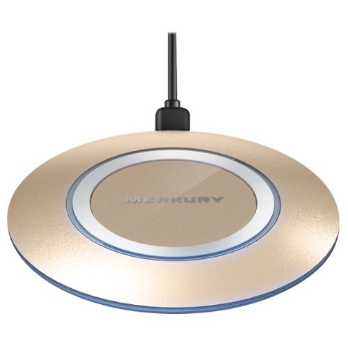 Merkury Innovations - 5W Qi Certified Wireless Charging Pad for iPhone®/Android - Silver/Gold-Front_Standard 