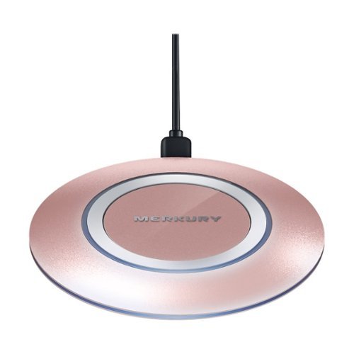 Merkury Innovations - 5W Qi Certified Wireless Charging Pad for iPhone®/Android - Silver/Pink-Front_Standard 
