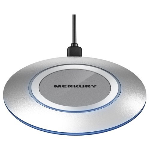 Merkury Innovations - 5W Qi Certified Wireless Charging Pad for iPhone®/Android - Silver-Front_Standard 