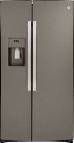 GE - 21.8 Cu. Ft. Side-by-Side Counter-Depth Refrigerator - Slate - Front_Standard