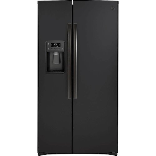 GE - 25.1 Cu. Ft. Side-By-Side Refrigerator with External Ice & Water Dispenser - Fingerprint resistant black slate