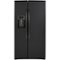 GE - 25.1 Cu. Ft. Side-By-Side Refrigerator with External Ice & Water Dispenser - Black Slate-Front_Standard