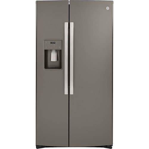 GE - 25.1 Cu. Ft. Side-By-Side Refrigerator with External Ice &amp; Water Dispenser - Slate