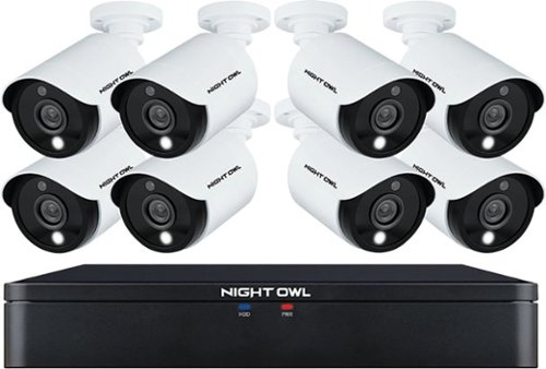  Night Owl - C20X Series 8-Channel, 8-Camera Indoor/Outdoor Wired 1080p 1TB DVR Surveillance System - White/Black
