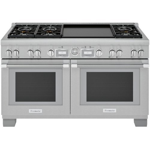 Thermador - ProGrand 10.6 Cu. Ft. Self-Cleaning Freestanding Double Oven Dual Fuel Convection Range -  Liquid Propane Convertible - Stainless Steel