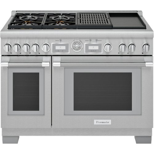 Thermador - ProGrand 5.7 Cu. Ft. Self-Cleaning Freestanding Double Oven Gas Convection Range - Liquid Propane Convertible - Stainless steel