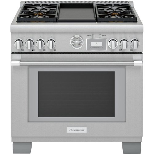 Thermador - ProGrand 5.7 Cu. Ft. Self-Cleaning Freestanding Dual Fuel Convection Range - Liquid Propane Convertible - Stainless Steel