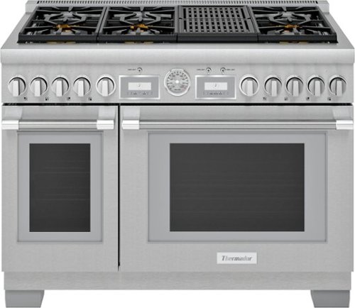 Thermador - ProGrand 8.2 Cu. Ft. Self-Cleaning Freestanding Double Oven Dual Fuel Convection Range -  Liquid Propane Convertible - Stainless steel