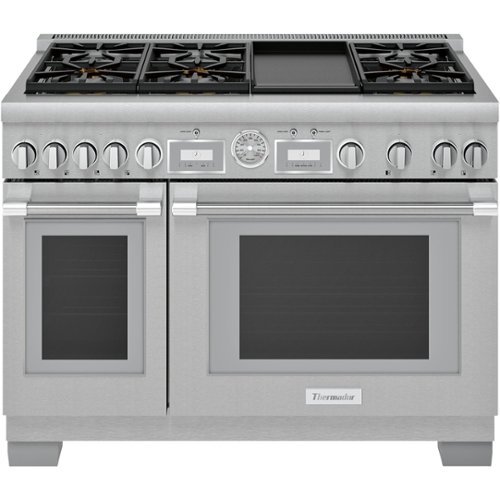 Thermador - ProGrand 5.7 Cu. Ft. Freestanding Double Oven Dual Fuel Convection Range with Self-Cleaning, 6 Star Burners and Griddle - Stainless Steel