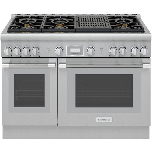 Thermador - ProHarmony 6.8 Cu. Ft. Self-Cleaning Freestanding Double Oven Dual Fuel Convection Range – Liquid Propane Convertible - Stainless steel
