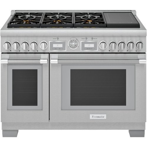 Thermador - ProGrand 8.2 Cu. Ft. Self-Cleaning Freestanding Double Oven Dual Fuel Convection Range -  Liquid Propane Convertible - Stainless Steel
