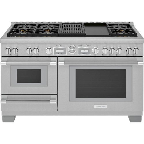 Thermador - ProGrand 7.3 Cu. Ft. Freestanding Double Oven Dual Fuel Convection Range with Pro Steam - Liquid Propane Convertible - Stainless steel