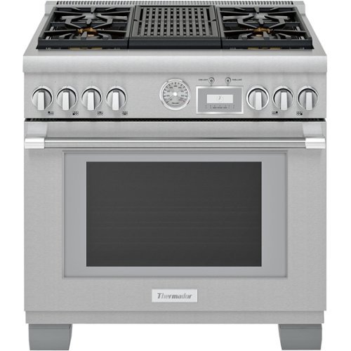 Thermador - ProGrand 5.7 Cu. Ft. Self-Cleaning Freestanding Dual Fuel Convection Range - Liquid Propane Convertible - Stainless steel
