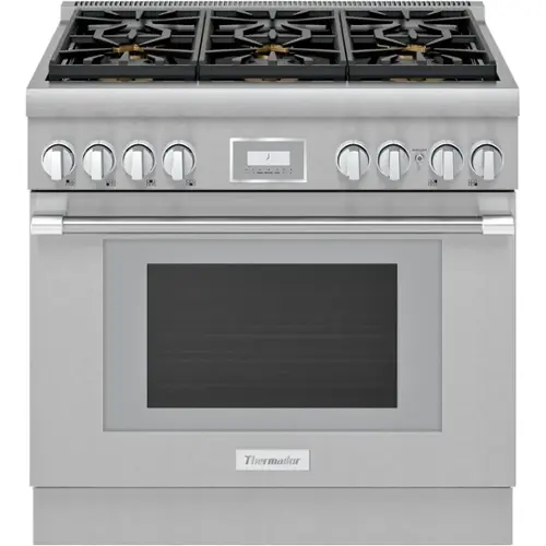 Front. Thermador - ProHarmony 5 Cu. Ft. Freestanding Dual Fuel Convection Range with Self-Cleaning and 6 Star Burners - Stainless Steel.