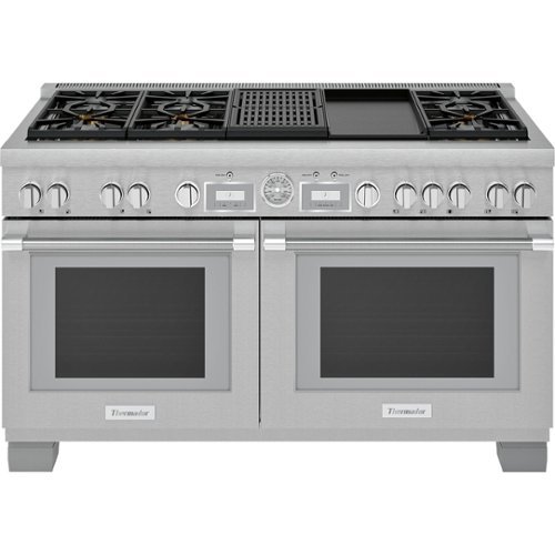 Thermador - ProGrand 10.6 Cu. Ft. Self-Cleaning Freestanding Double Oven Dual Fuel Convection Range - Liquid Propane Convertible - Stainless steel