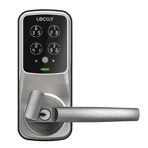 Lockly - Secure Plus Smart Lock Bluetooth Retrofit Door Handle with Touchscreen/Fingerprint Sensor/Key Access/Auto Lock - Satin Nickel