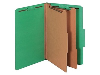 Pendaflex - Pressboard Classification Folder, 2-Dividers, 2 1/2" Expansion, Legal Size, 10/Box - Dark Green