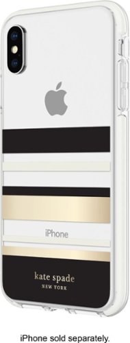  kate spade new york - Defensive Hardshell Case for Apple iPhone X and XS - Black/Clear/Cream/Gold Stripe