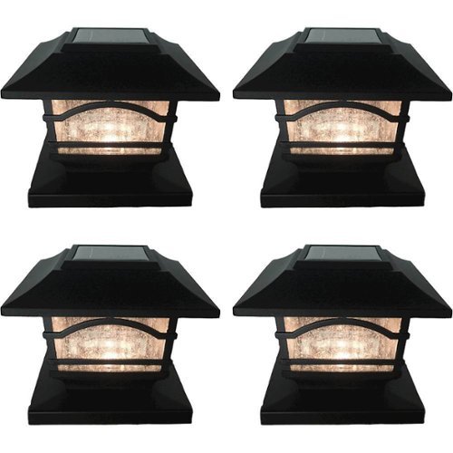 MAXSA Innovations - Mission-Style Solar Post Cap and Deck Railing Light (4-Pack) - Black